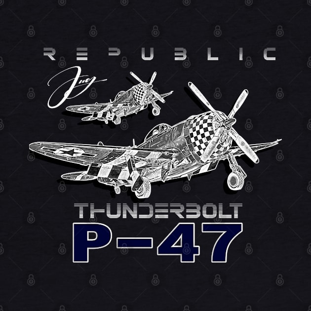 P47 Thunderbolt Republic World War II Fighter Aircraft by aeroloversclothing